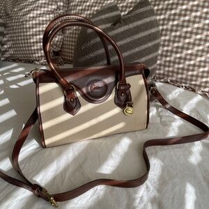 Dooney & Bourke Cream & Brown All Weather Leather Bag
